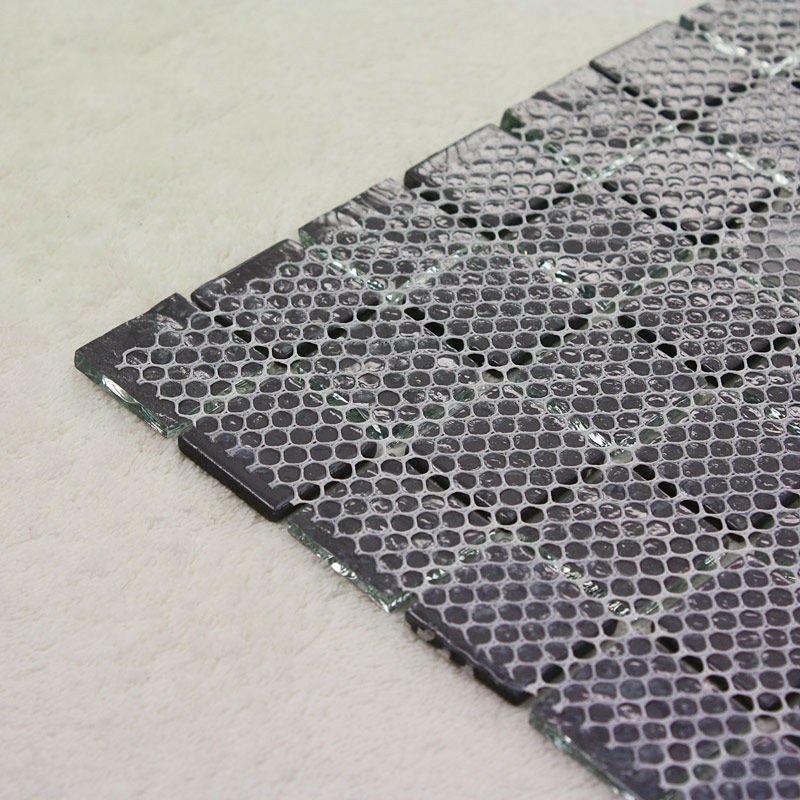 Black glass mosaic floor tile Mirror tile backsplash 4013 mosaic glass