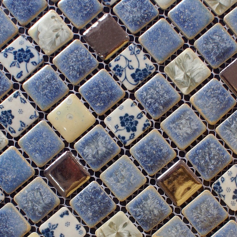 Porcelain tile backsplash kitchen for walls blue and white glazed shower wall tiles design