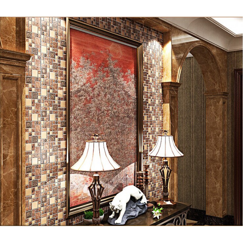 Brushed stainless steel tiles brass resin metal mosaic tile ...
