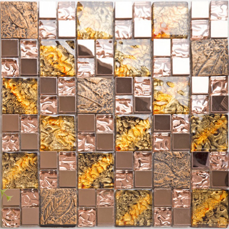 Glass and metal backsplash tiles for kitchen and bathroom bronze ...