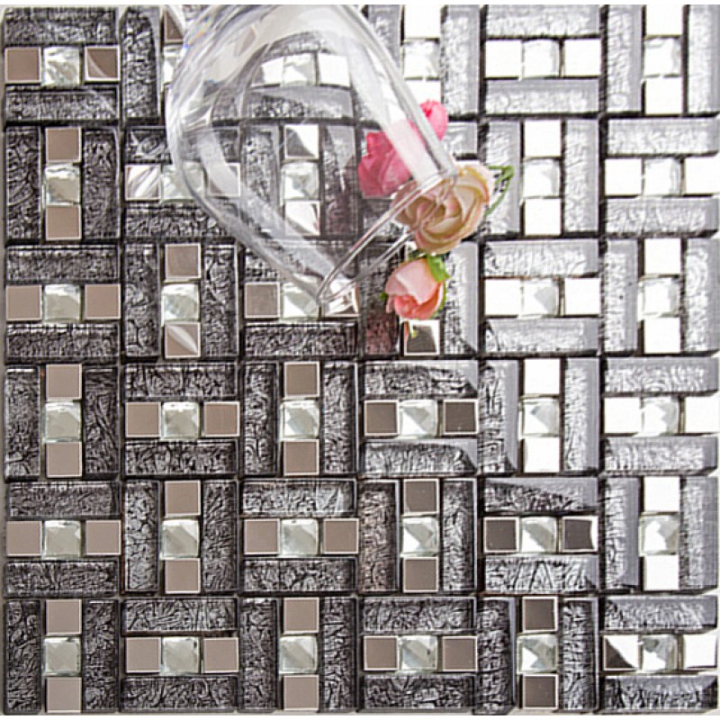 Kitchen Backsplash Metal silver stainless steel & glass blend metal tile sheets diamond Kitchen Backsplash Metal silver stainless steel & glass blend metal tile sheets diamond