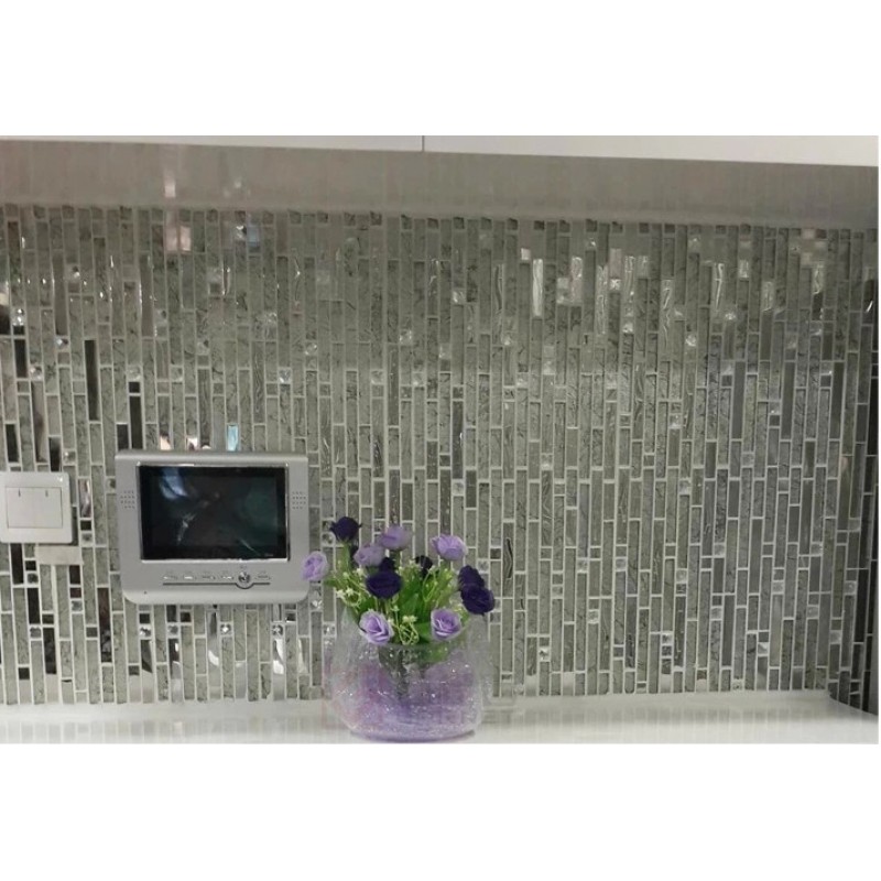 Glass and metal tile backsplash ideas bathroom stainless steel ...