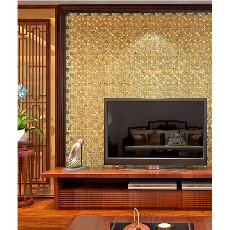 Gold 304 Stainless Steel Flower Patterns Mosaic Glass Wall ...