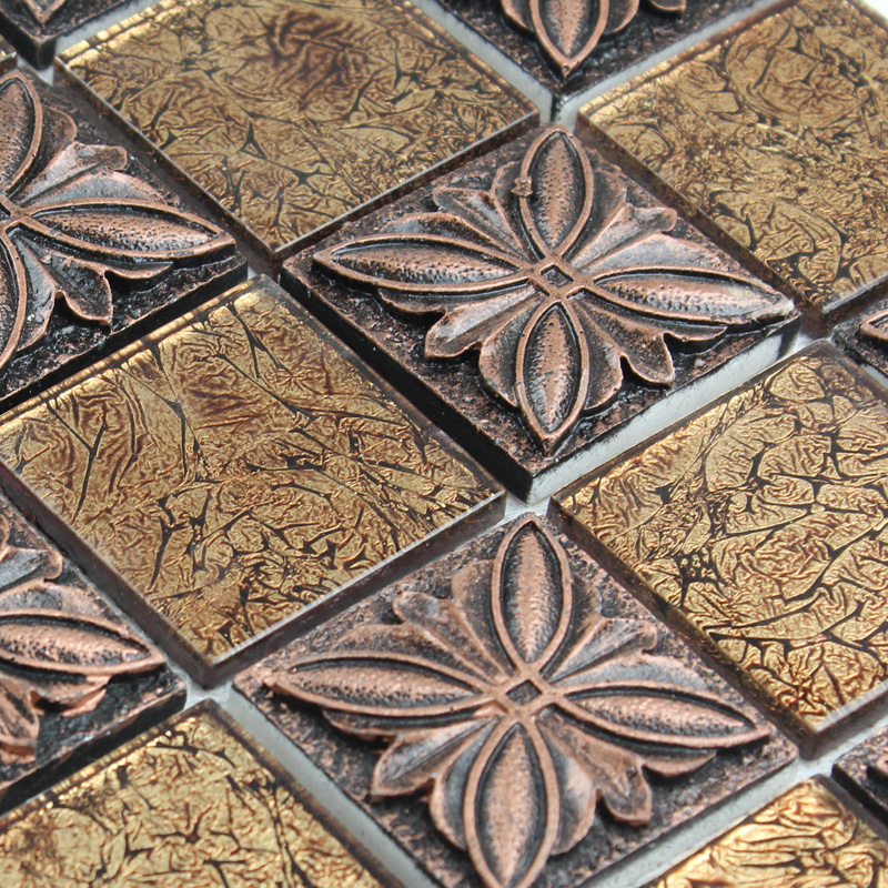 Glass mosaic tile sheets embossed patterns resin T1265 brick tile