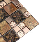 Glass Metal Mosaic Tile Embossed Floral Geometric Bathroom Accent Wall & Backsplash