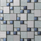 Modern Glass Metal Mosaic Tile Geometric Texture Bathroom Wall Kitchen Backsplash