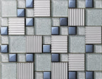 Modern Glass Metal Mosaic Tile Geometric Texture Bathroom Wall Kitchen Backsplash