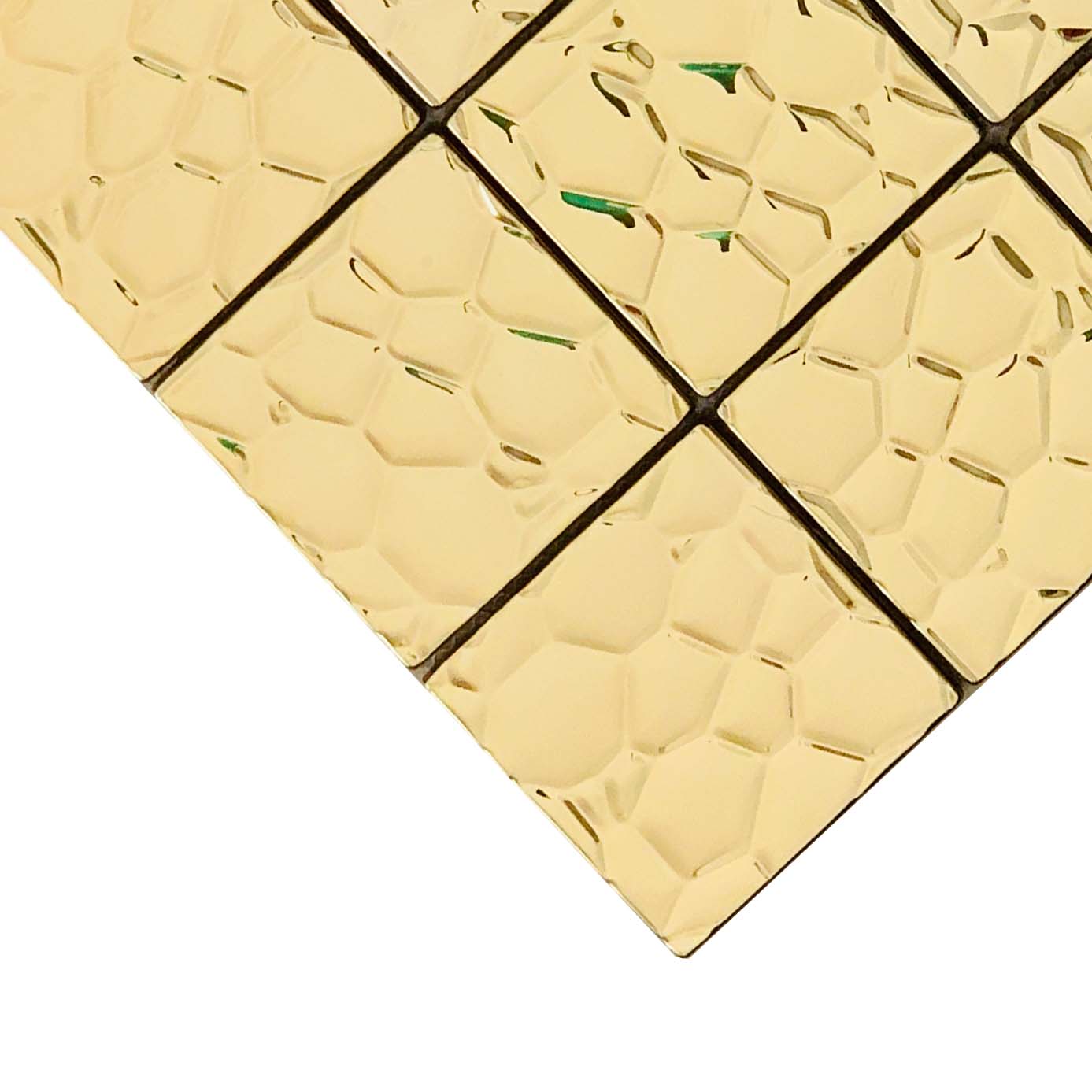 3D Hammered Stainless Steel Wall Tile Modern Geometric Polished Metal Accent Tile