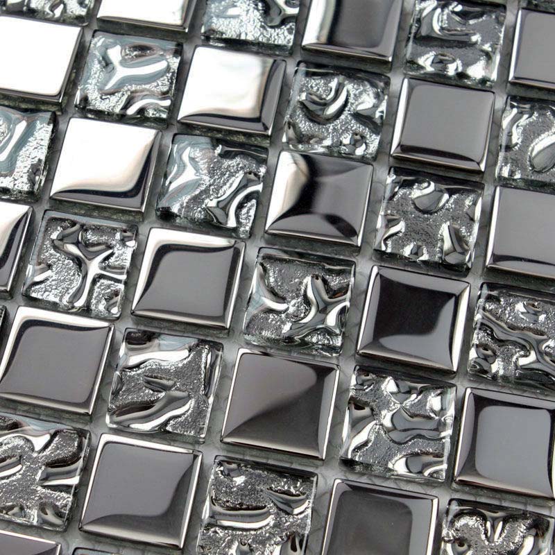 Gold / Silver Glass Mosaic Tile Textured Metallic Bathroom Wall Kitchen Backsplash
