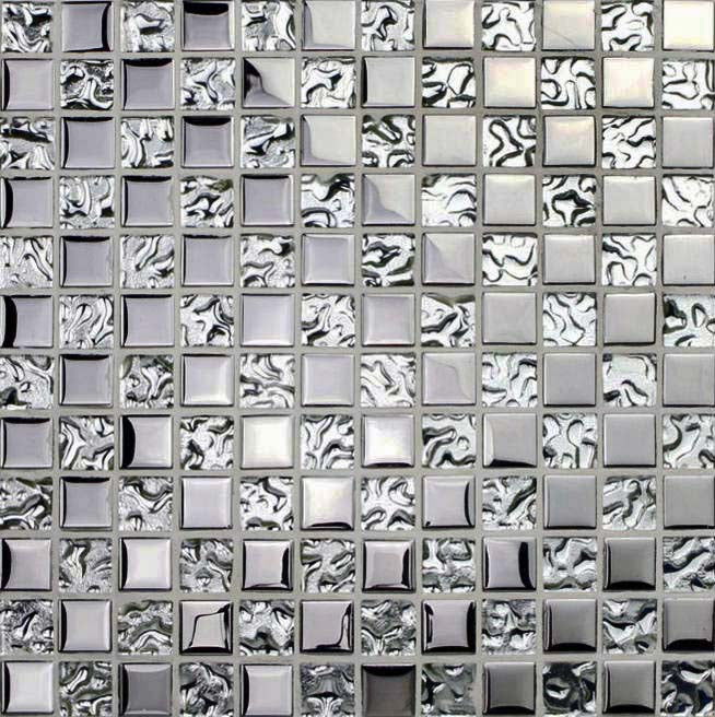 Gold / Silver Glass Mosaic Tile Textured Metallic Bathroom Wall Kitchen Backsplash