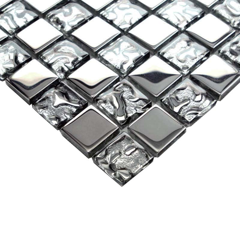 Gold / Silver Glass Mosaic Tile Textured Metallic Bathroom Wall Kitchen Backsplash