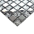 Gold / Silver Glass Mosaic Tile Textured Metallic Bathroom Wall Kitchen Backsplash