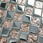 Gold / Silver Glass Mosaic Tile Textured Metallic Bathroom Wall Kitchen Backsplash