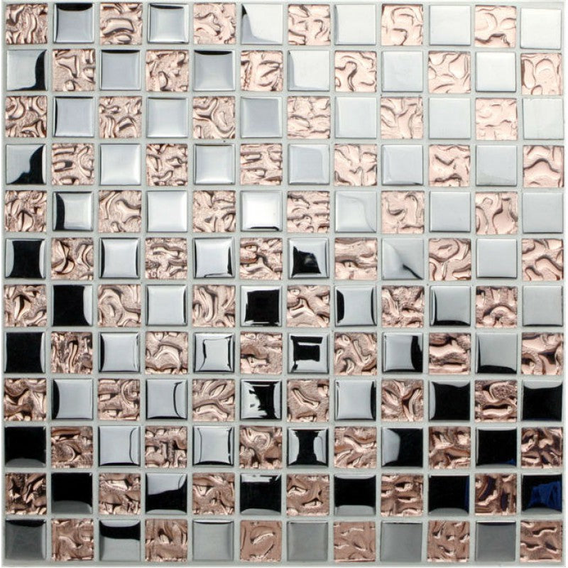 Gold / Silver Glass Mosaic Tile Textured Metallic Bathroom Wall Kitchen Backsplash