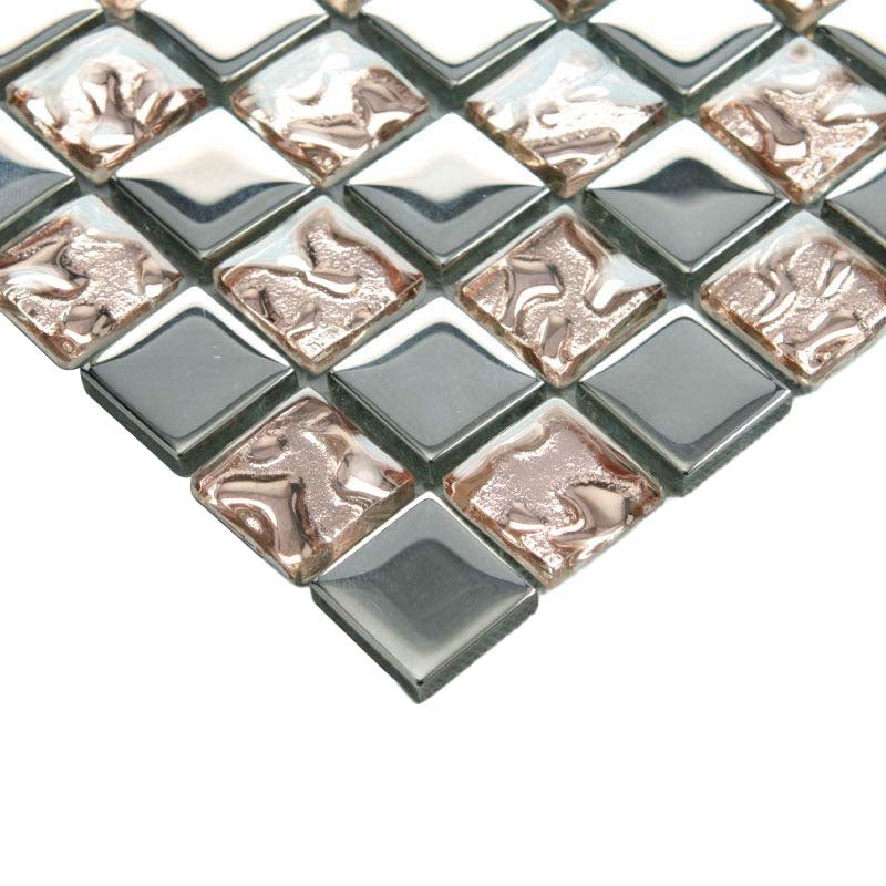 Gold / Silver Glass Mosaic Tile Textured Metallic Bathroom Wall Kitchen Backsplash