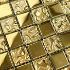 Gold / Silver Glass Mosaic Tile Textured Metallic Bathroom Wall Kitchen Backsplash