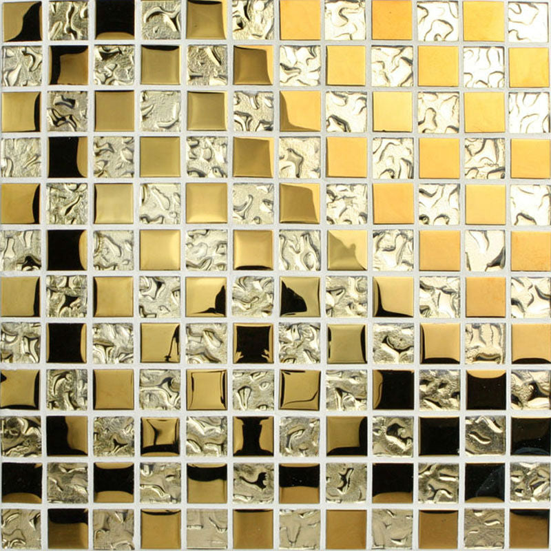Gold / Silver Glass Mosaic Tile Textured Metallic Bathroom Wall Kitchen Backsplash