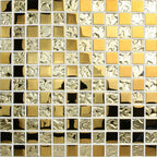 Gold / Silver Glass Mosaic Tile Textured Metallic Bathroom Wall Kitchen Backsplash