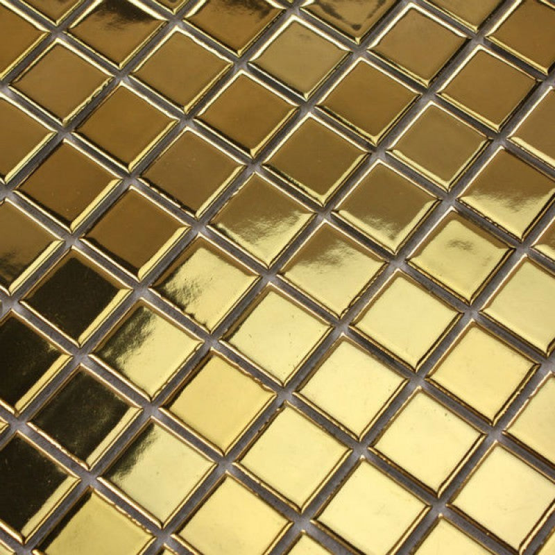 Metallic Gold Ceramic Mosaic Tile Glossy Square Luxury Wall & Backsplash Tile