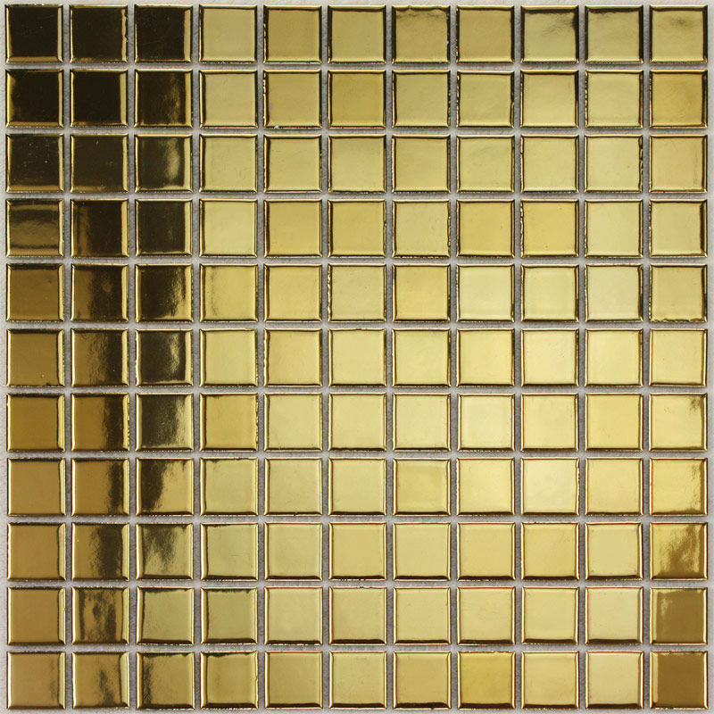Metallic Gold Ceramic Mosaic Tile Glossy Square Luxury Wall & Backsplash Tile