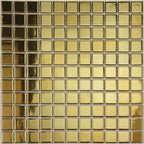 Metallic Gold Ceramic Mosaic Tile Glossy Square Luxury Wall & Backsplash Tile