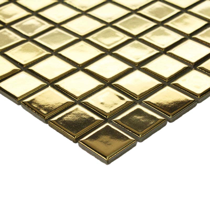 Metallic Gold Ceramic Mosaic Tile Glossy Square Luxury Wall & Backsplash Tile