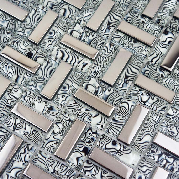 Glossy Glass Mosaic Tile Decorative Linear Kitchen Backsplash & Bathroom Wall Tiles