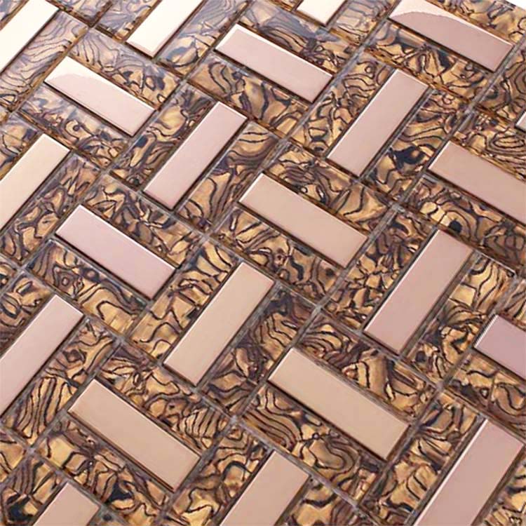 Glossy Glass Mosaic Tile Decorative Linear Kitchen Backsplash & Bathroom Wall Tiles