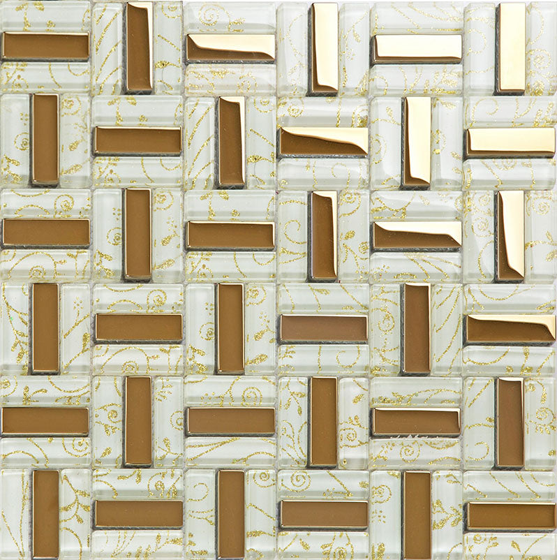 Glossy Glass Mosaic Tile Decorative Linear Kitchen Backsplash & Bathroom Wall Tiles