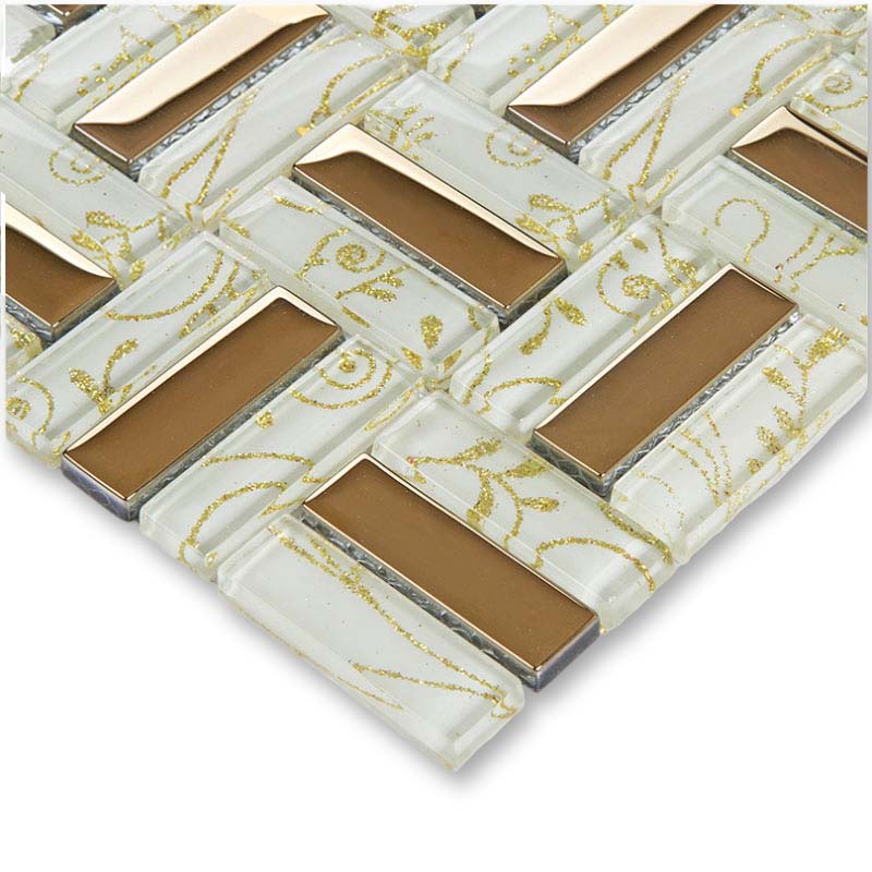 Glossy Glass Mosaic Tile Decorative Linear Kitchen Backsplash & Bathroom Wall Tiles