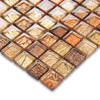 Carreaux de mosaïque en verre brillant, carrés, texturés, métalliques, pour crédence ou mur d'accent de salle de bain