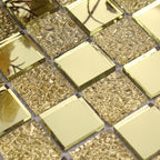 Gold / Silver Mirror Glass Mosaic Tile Luxury Textured Metallic Backsplash Accent Wall Decor
