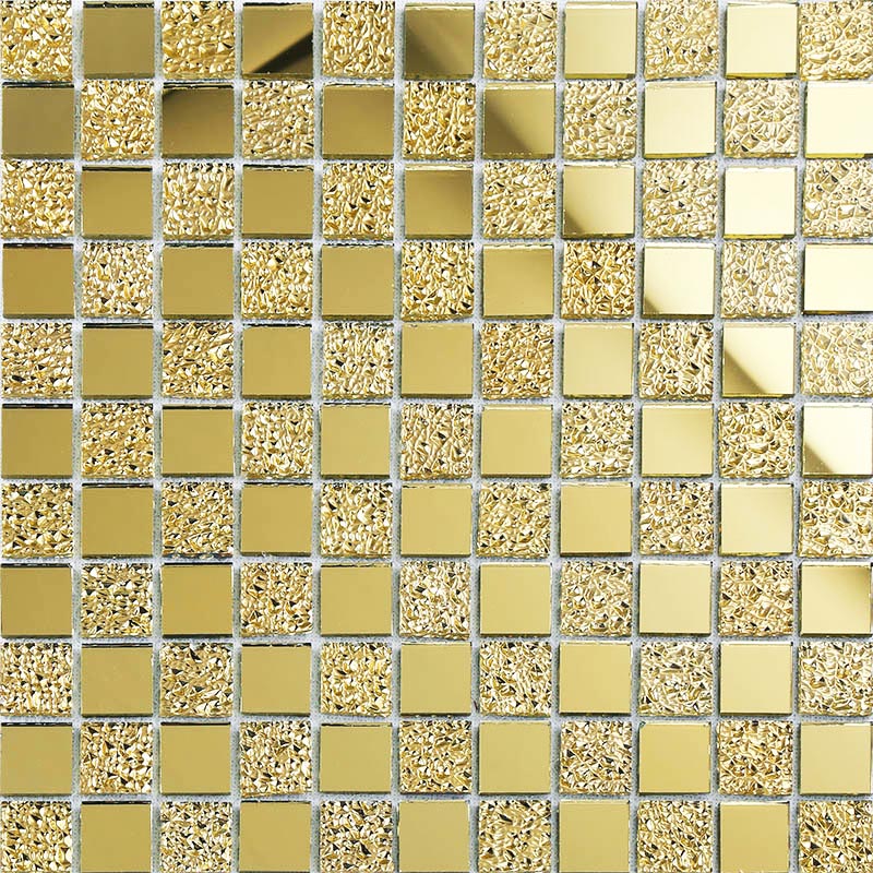 Gold / Silver Mirror Glass Mosaic Tile Luxury Textured Metallic Backsplash Accent Wall Decor