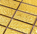 Luxury Textured Gold Ceramic Mosaic Tile Metallic Brick Pattern Floor and Wall Tile