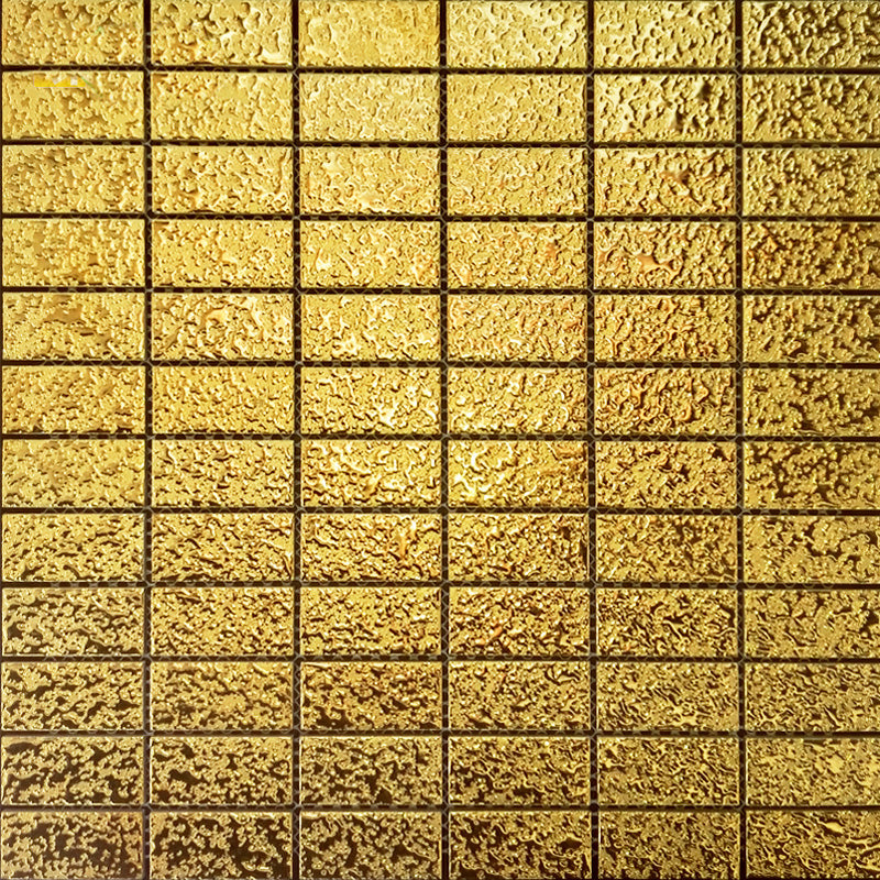 Luxury Textured Gold Ceramic Mosaic Tile Metallic Brick Pattern Floor and Wall Tile