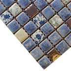Blue & White Floral Ceramic Mosaic Tile Decorative Porcelain Backsplash Accent Wall