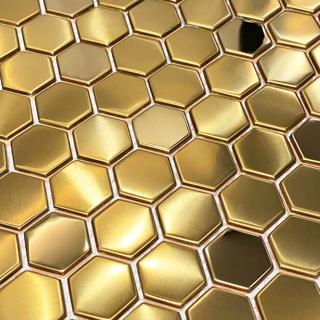 Carreau de mosaïque métallique hexagonal, dosseret de cuisine en nid d'abeille moderne et carrelage mural décoratif
