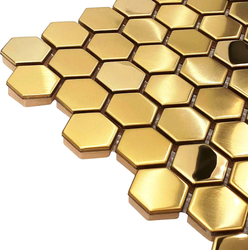 Carreau de mosaïque métallique hexagonal, dosseret de cuisine en nid d'abeille moderne et carrelage mural décoratif
