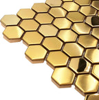 Carreau de mosaïque métallique hexagonal, dosseret de cuisine en nid d'abeille moderne et carrelage mural décoratif