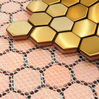 Carreau de mosaïque métallique hexagonal, dosseret de cuisine en nid d'abeille moderne et carrelage mural décoratif