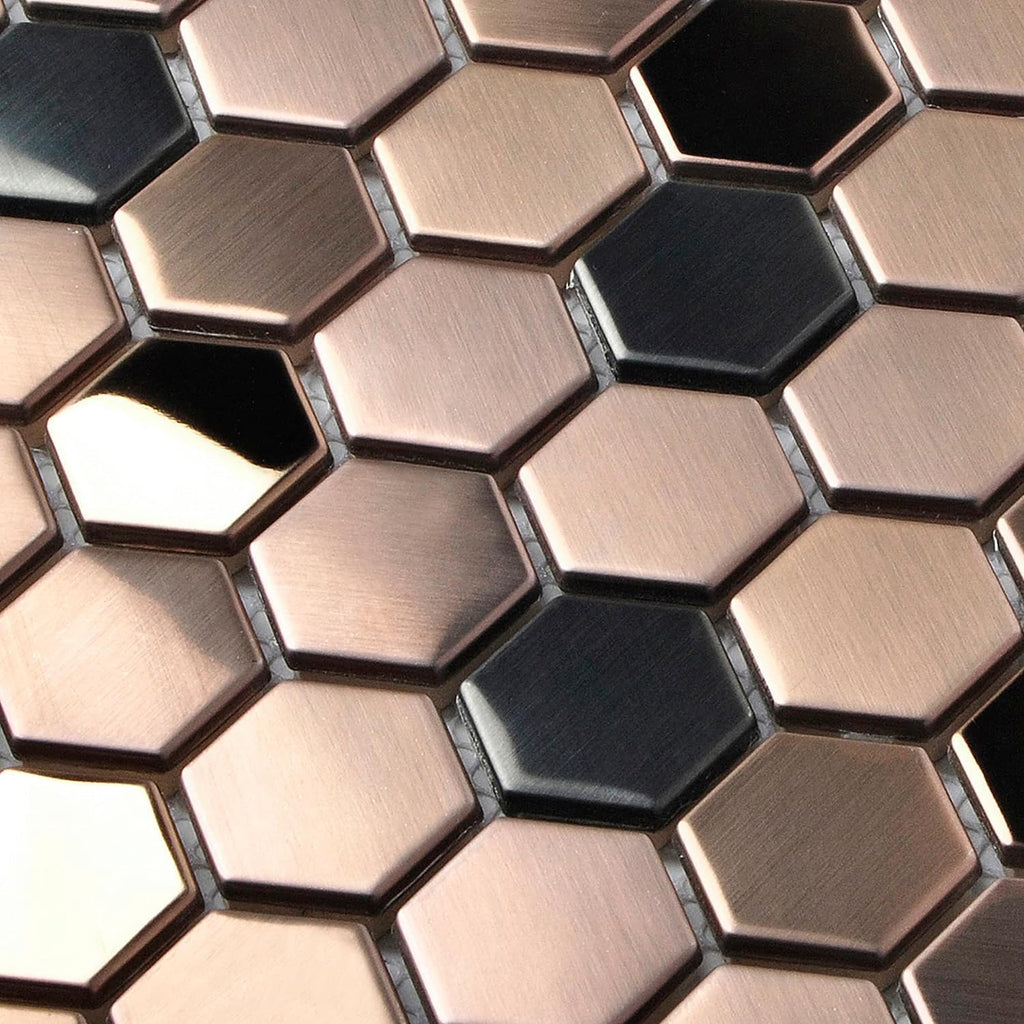 Carreau de mosaïque métallique hexagonal, dosseret de cuisine en nid d'abeille moderne et carrelage mural décoratif
