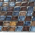 Carreaux de mosaïque en verre brillant, carrés, texturés, métalliques, pour crédence ou mur d'accent de salle de bain