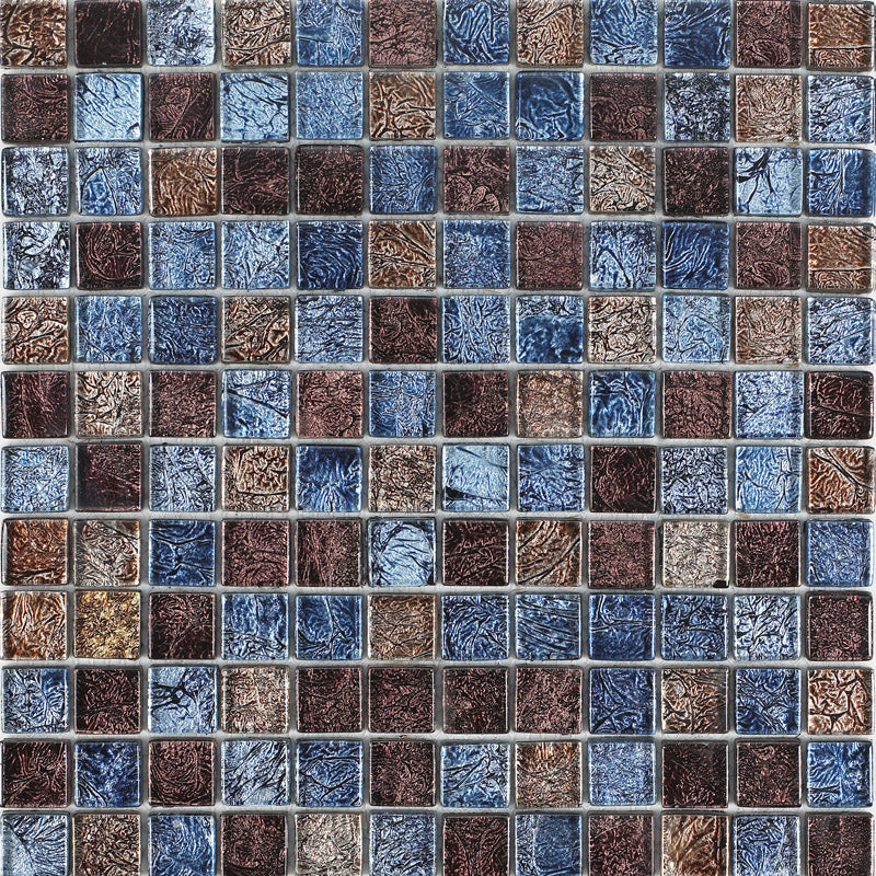 Carreaux de mosaïque en verre brillant, carrés, texturés, métalliques, pour crédence ou mur d'accent de salle de bain