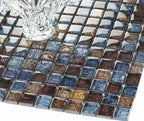Carreaux de mosaïque en verre brillant, carrés, texturés, métalliques, pour crédence ou mur d'accent de salle de bain