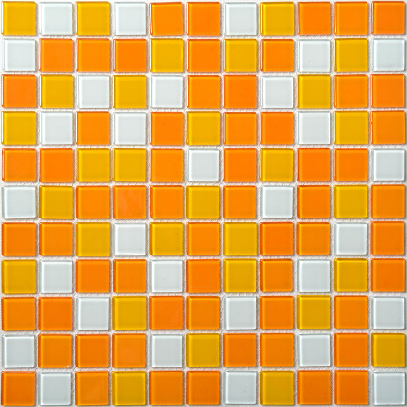 Glossy Glass Mosaic Tile Vibrant Square Backsplash & Accent Wall Tile