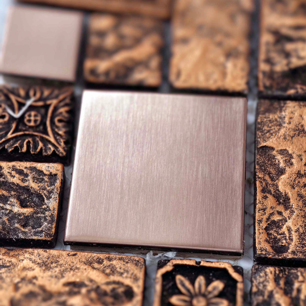 Antique Bronze Ceramic Metal Decorative Mosaic Tile Textuted Wall Kitchen Backsplash