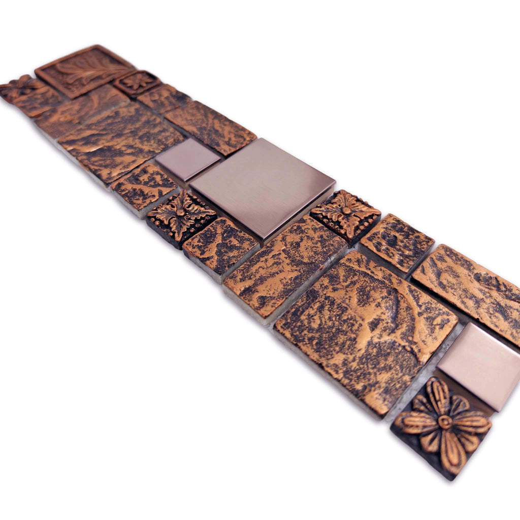 Antique Bronze Ceramic Metal Decorative Mosaic Tile Textuted Wall Kitchen Backsplash