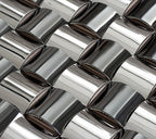 3D Stainless Steel Metal Mosaic Tile Polished Silver / Bronze Curved Square Wall Tile