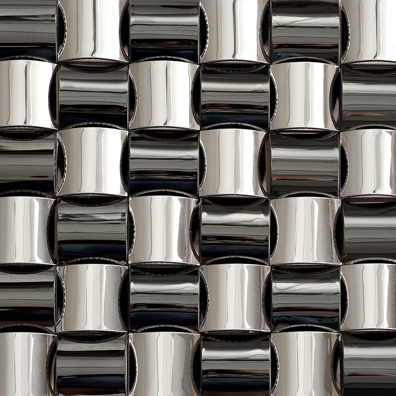 3D Stainless Steel Metal Mosaic Tile Polished Silver / Bronze Curved Square Wall Tile