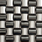 3D Stainless Steel Metal Mosaic Tile Polished Silver / Bronze Curved Square Wall Tile